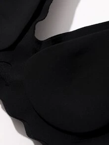DAZY Wavy Edge Solid Color Seamless Padded Push-Up Bra Women's Lingerie - Black - View 7