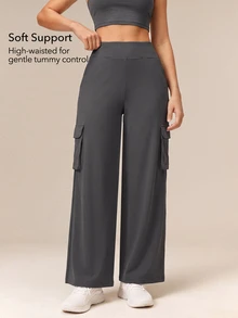 OutZeal Women Sports Pants Casual Studio Quick Dry High Waist Straight Leg Pants - Light Grey - View 2