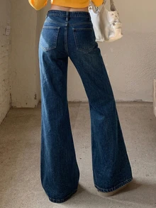 DAZY Women's Casual Distressed Korean Style Jeans Petite - Dark Wash - View 2