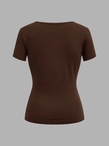 SHEIN EZwear 3件組女款純色V領短袖休閒T恤 - 彩色 - 查看 7