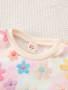 Cozy Pixies 女童花卉印花運動衫與內搭褲套裝 - 彩色 - 查看 5
