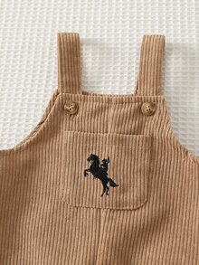 Cozy Pixies 2件組男嬰休閒日常舒適POLO上衣與梭織連身褲套裝 - 卡其色 - 查看 5