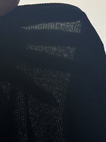 SHEIN Tween女孩四季修身休閒針織素色羅紋波浪下擺刺繡方領長袖套頭T恤，內搭上衣 - 黑色 - 查看 7