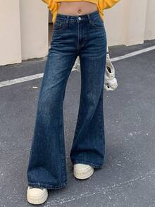 DAZY Women's Casual Distressed Korean Style Jeans Petite - Dark Wash - View 7