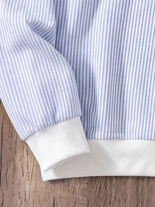 Daypath Men's Casual College Striped Letter Polo Collar Sweatshirt, Suitable For School And Outings - Blue - View 4