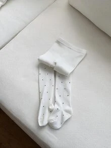 Dazy Kids 女童緊身波點可愛秋冬內層連腳內搭褲 - 白色 - 查看 4