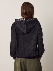 Willow Rêve Women's Sequin Decorated Snowflake Hooded Sweatshirt - Black - View 2
