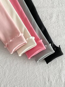 SHEIN 5件組隨機款 2件秋/冬保暖內裡加厚連體毛絨女童甜美可愛百搭軟底密毛飾邊打底褲 - 彩色 - 查看 8