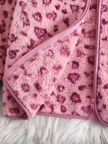 SHEIN 少女厚款蝴蝶結連帽拉鍊外套，保暖內裡，秋冬款 - 彩色 - 查看 4