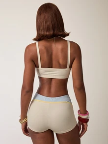 SHEIN BAE Women's Cropped Tank Top And Shorts Casual Set - Beige - View 2