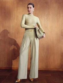 MOTF PREMIUM WOMEN'S SOLID COLOR SLIM FIT VERSATILE DAILY WEAR LONG SLEEVE TOP - Gold - View 4