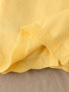 SHEIN Baby Girl Embroidered Lace Sweater And Knitted Pants Set - Yellow - View 8