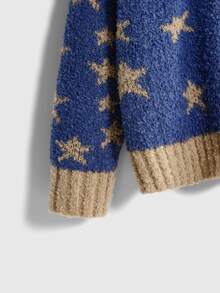 ROMWE Fairycore Women's Star Pattern Casual Daily Long Sleeve Sweater - Blue - View 3