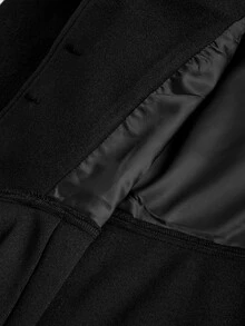 ROMWE Women's Regular Wool Coat With Lapel, Metal Buttons, Court Goth Style, Autumn/Winter Vintage - Black - View 5
