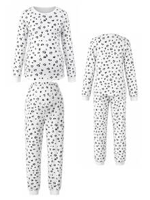 Moonlight&Mama Vertical Stripe Print Heart Crew Neck Pullover Long Sleeve Maternity Loungewear Pajamas - Multicolor - View 6