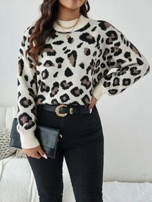 SHEIN LUNE Plus Colorblock Mock Neck Drop Shoulder Sweater, Winter Knit Pullover Fall Autumn - Multicolor - View 5