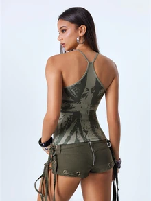 Y2Kool Women's Colorblock Casual Versatile Daily Wear Top - Army Green - View 2