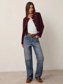 Willow Rêve Chaqueta ajustada marrón para mujer con botones metálicos - Marrón - Ver 3