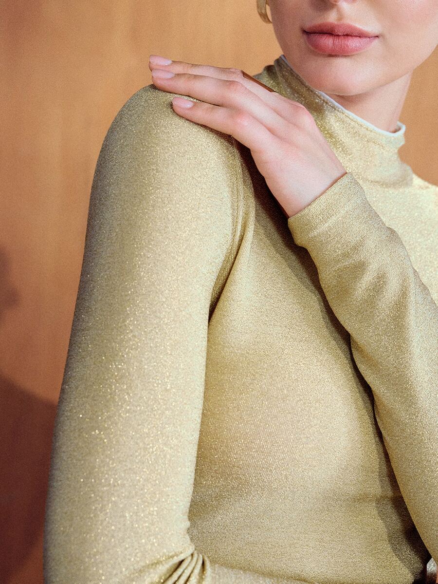 MOTF PREMIUM WOMEN'S SOLID COLOR SLIM FIT VERSATILE DAILY WEAR LONG SLEEVE TOP - Gold - View 1