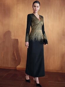 MOTF PREMIUM LONG SLEEVE WAIST-CINCHING VERSATILE DRESS FOR VACATION - Black - View 4