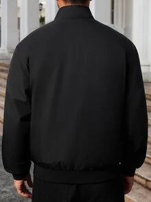 Manfinity Homme Men's Colorblock Casual Daily Wear Long Sleeve Jacket - Black - View 2