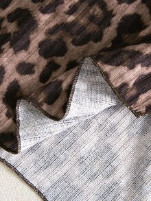 SHEIN 女童 2 件套秋冬套裝，高領不對稱下擺上衣配毛絨抓毛袖口，羅紋喇叭褲，返校穿著女童服飾 - 棕色 - 查看 6