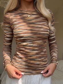 CovetEZ 95% Cotton Full Print Women's Long Sleeve T-Shirt - Multicolor - View 2
