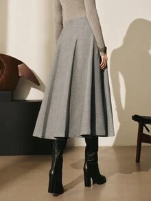 MOTF PREMIUM WOMEN'S SOLID COLOR CASUAL VERSATILE DAILY SKIRT - Grey - View 4