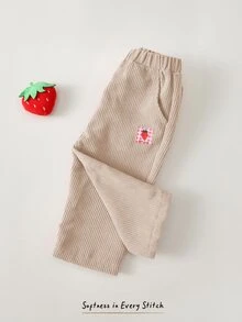 Cozy Pixies Baby Girl Elastic Waist Casual Everyday Long Autumn Pants - Apricot - View 4