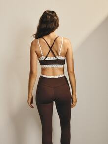 Aralina Leisurewear Active Women's Black Activewear Set Strappy Cross Back Design Cut Out Details Stretch Fabric Training Studio Top Set Bottom Set - Brown - View 2