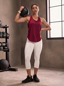 Powerista Women's Minimalist Mesh Patchwork Sports Tank Top For Running And Fitness - Burgundy - View 6