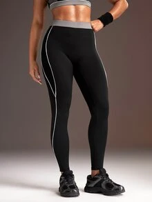 Powerista Women's Colorblock Casual Daily Wear Sports Leggings - Black - View 3