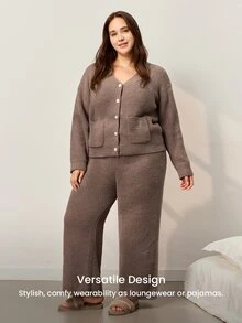 LUVLETTE Plus Size Pajama Sets - Coffee Brown - View 7
