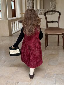 Dazy Kids Baby Girl Plaid Pleated Fashion Party Dress - Red - View 8