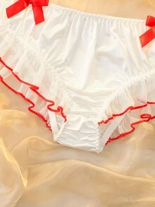 DelicateAllure Plus Size Women's Bow Decor Ruffle Fashion Panties - White - View 5