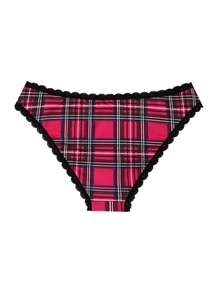 Notgurli 1pc Women's Cute Playful Quirky Plaid Print Low Waist Triangle Panties - Multicolor - View 2