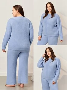 LUVLETTE Plus Size Pajama Sets - Blue - View 3