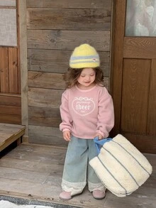 Dazy Kids Infant (Girl) Round Neck Korean Style Bow Embroidery Sweatshirt - Pink - View 7