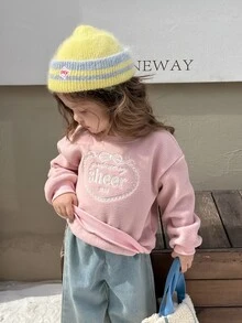 Dazy Kids Infant (Girl) Round Neck Korean Style Bow Embroidery Sweatshirt - Pink - View 4