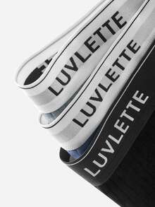 LUVLETTE 3-Pack Cotton Mid Rise Printed Letter Webbing Men's Boxer Briefs - Multicolor - View 8
