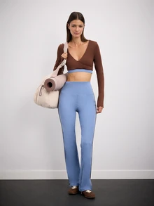 Nöista Long Sleep Top With Crossed Front - Brown - View 2