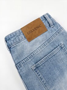 Colvenic 男士休閒通勤直筒牛仔褲，附口袋 - 淺色水洗藍 - 查看 6
