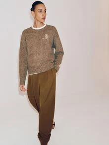 Anewsta Essential Autumn/Winter New Embroidered Women's Pullover Sweater - Coffee Brown - View 7