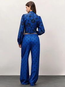 Nöista Women's Frog Button Long Sleeve Shirt And Pocket Pants Set - Blue - View 10