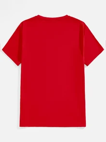 Manfinity Homme Christmas Tree Print Fashion Casual Men's Red Regular Fit Short Sleeve T-Shirt - Red - View 3