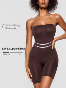 SHAPORA Strapless Body-Shaping Romper, Can Be Worn As Base Layer Or Outerwear - Brown - View 4