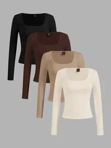 Shapeblank 4PCS Plus Size T-Shirts - Multicolor - View 1
