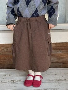 DAZY Infant/Toddler (Girl) Solid Color Casual Versatile All-Season Bottoms - Coffee Brown - View 6