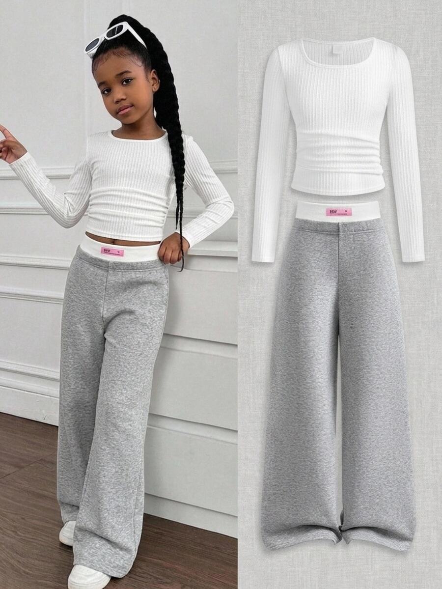 SHEIN Conjunto de 2 Peças para Menina Pré-Adolescente, Top Casual de ...