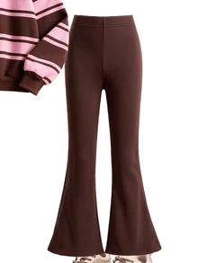 Girls Sweet Cherry Print 2 Pieces Set, Round Neck Long Sleeve Top + Elastic Waist Flared Pants, Casual Outfit For Tween Girl - Multicolor - View 5